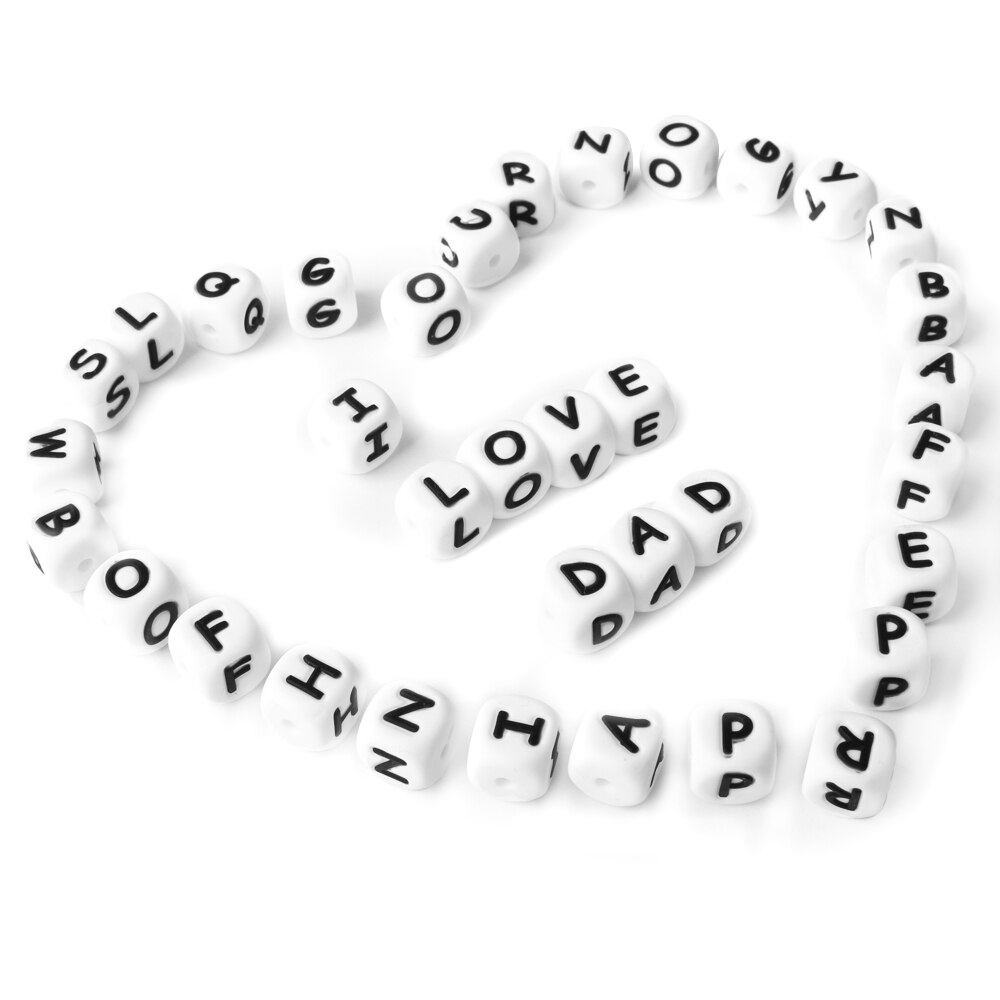 White Silicone Letter Beads Set