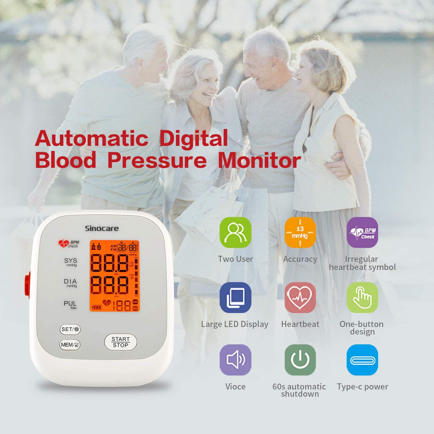 One Key Operation Blood Pressure Monitor