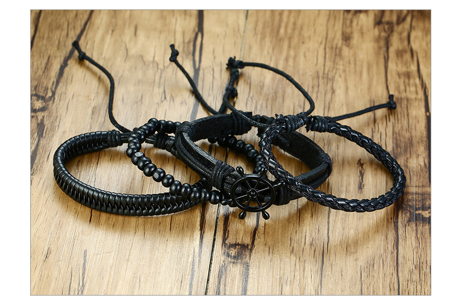 Women's Braided Leather Bracelets Set